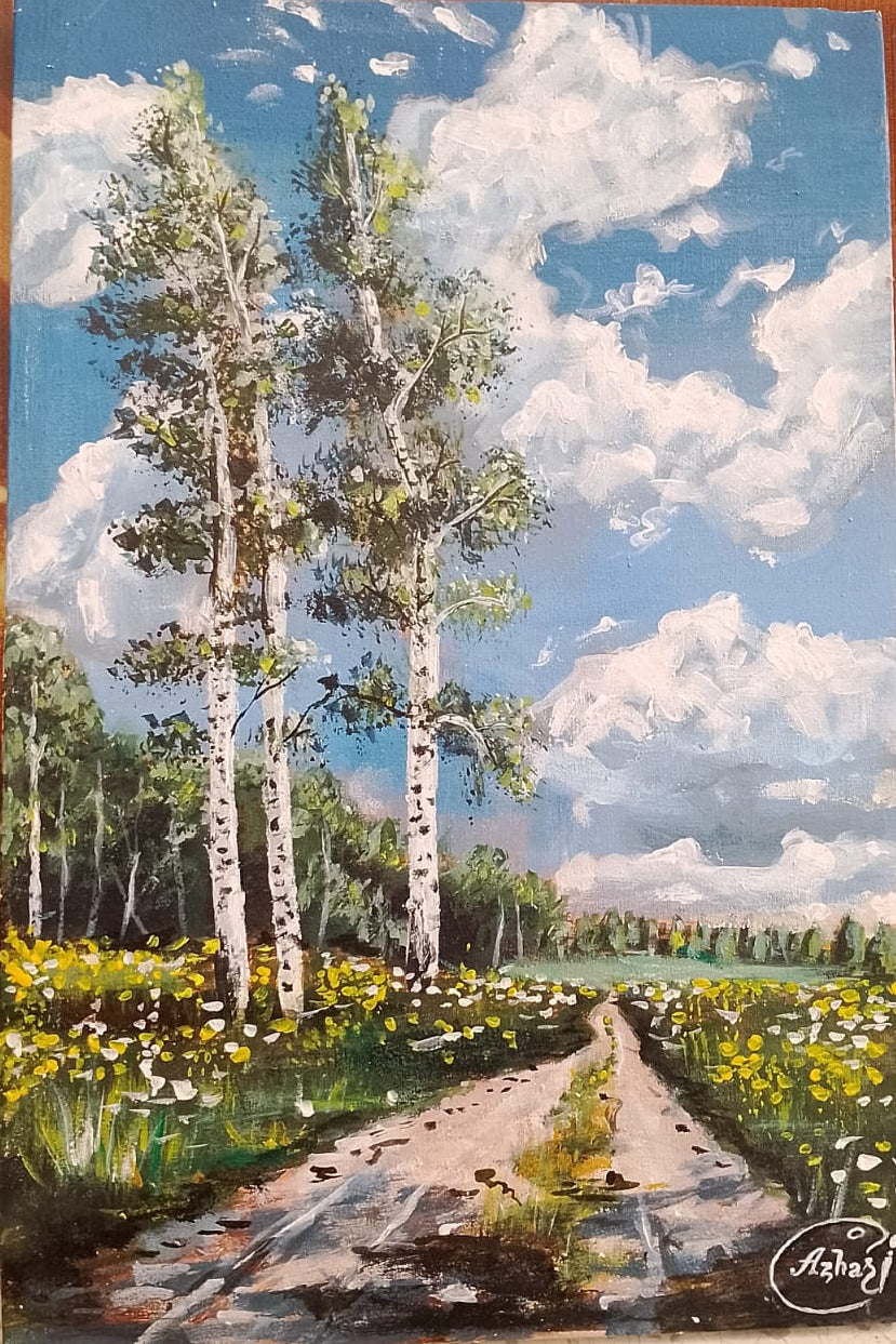 Cloudy tree painting