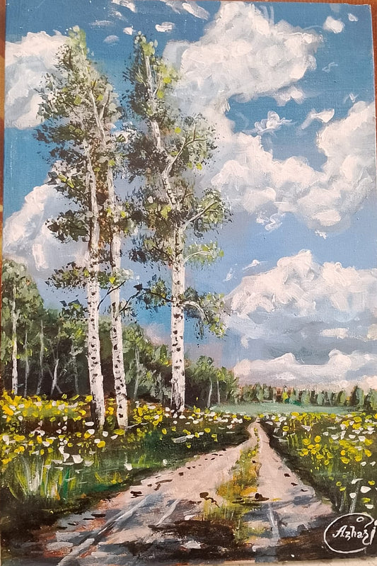 Cloudy tree painting