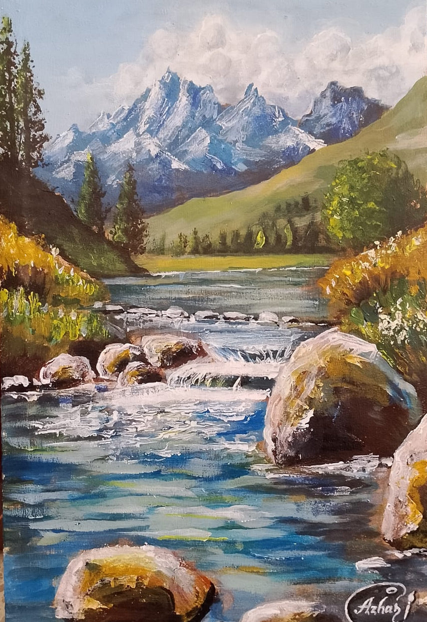 Mountain painting on canvas
